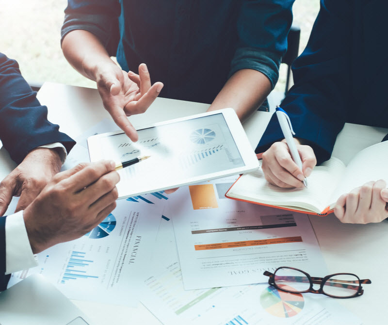 Business people having a meeting about financial report